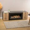 Тумба под ТВ с биокамином SteelHeat LIVORNO 140 см (корпус Графит / фасады дуб Вотан) фото 2