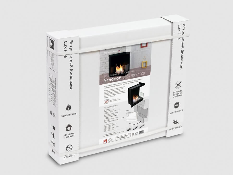 Встроенный биокамин Lux Fire Угловой 755 М (правый угол)