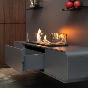 Биокамин встраиваемый в тумбу Steelheat Stand 1000 белый