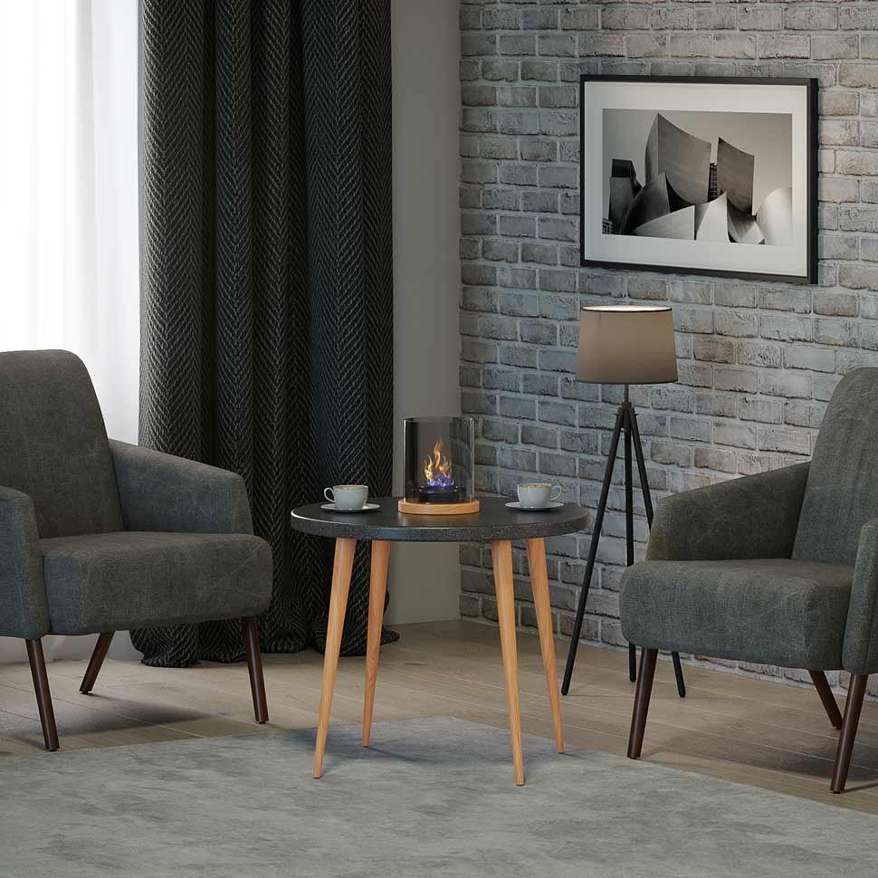 Столик с биокамином Catterheim UNO GRAPHITE NATUR